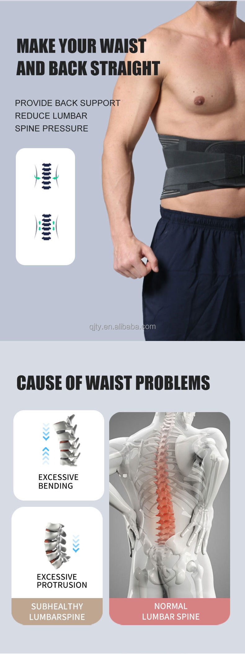 Ideal for Upper and Lower Back Pain Advanced Lumbar Back Brace Belt Back Pain Relief Support for Men and Women