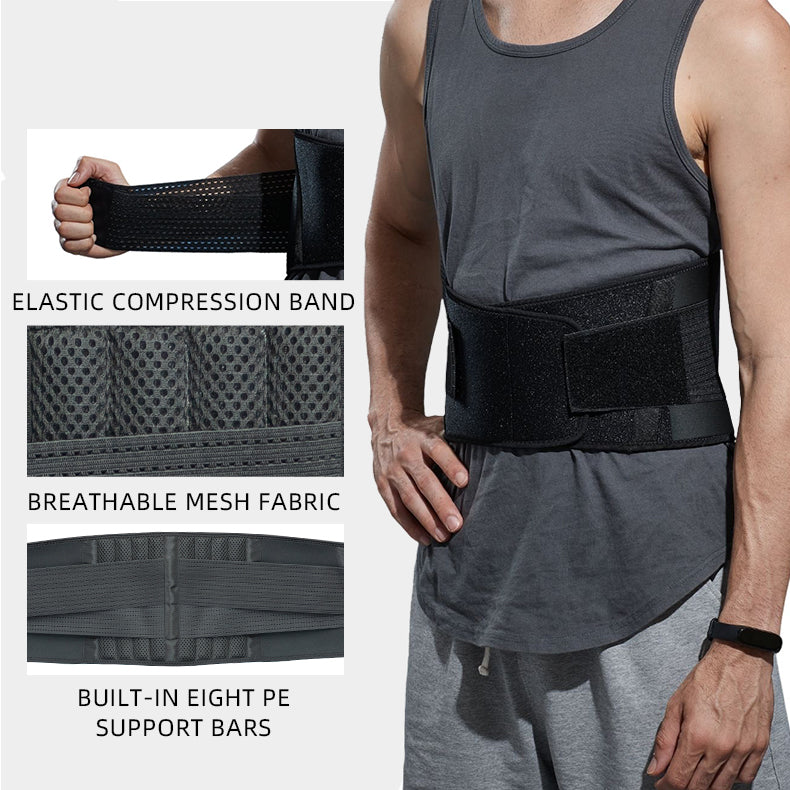 Light Thin Orthopedic Rigid Adjustable Brace 8 Belt Back Protector for Men/Women Flexible Protective Relief for Lower Back Pain