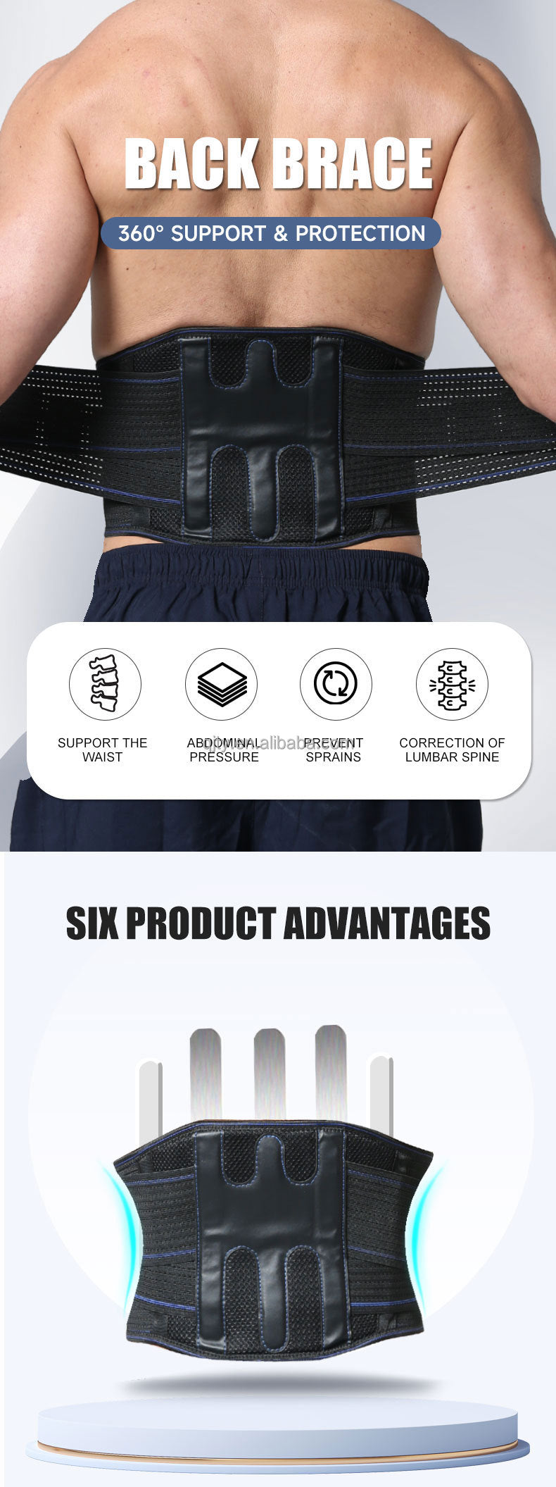 Ideal for Upper and Lower Back Pain Advanced Lumbar Back Brace Belt Back Pain Relief Support for Men and Women