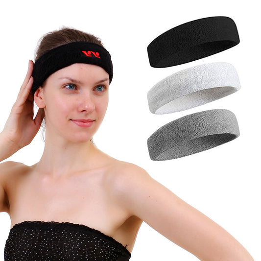 Customized Elastic Sweat Absorb Tennis Headband Terry Cotton Headband Sweatband with logo