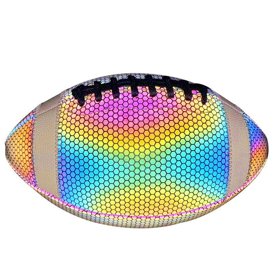 High Quality New Style American Football Ball Holographic Reflective Leather with Fluorescent Waist Strip