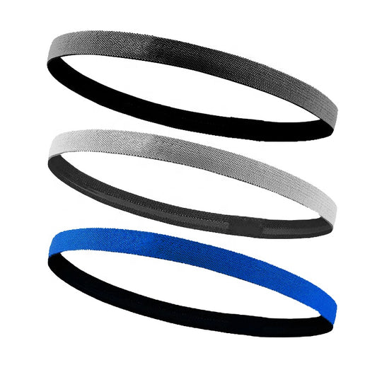 2 Pieces Thin Non-Slip Elastic Sports Headbands Hair Bands with Non Slip Silicone Grip Exercise Hair Sweatbands