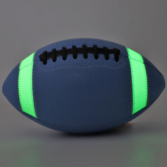 Custom Designed Official Size 9 American Football Ball Holographic Reflective Glow in Dark Girdle